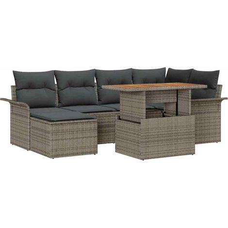 Maison Exclusive - Set Divano da Giardino 7 pcs Grigio Poly Rattan (1/5)