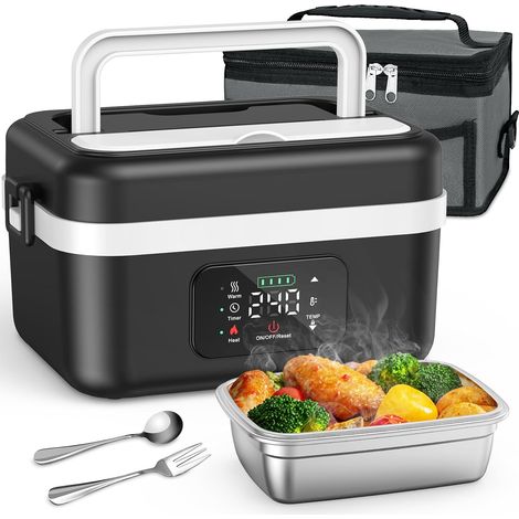 Gamelle Chauffante 1000ML Sans Fil  Lunch Box avec Batterie 16000mAh USB-C  6 Niveaux Température, Minuterie, Maintien au Chaud  Pour Bureau, Chantier, Voiture (1/5)