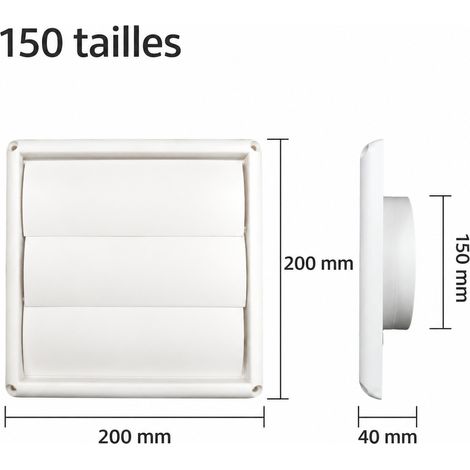 Grille d'aération extérieure carrée 150 mm type B volets mobiles sans grille 11 150mm 20 × 4 × 20 cm 170 g – Livraison gratuite