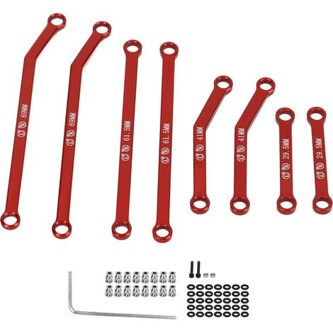 Jeu de barres d'accouplement RC pour AXIAL 1/24 SCX24, pièces de rechange de barre de traction de crawler, couleur rouge. (1/5)
