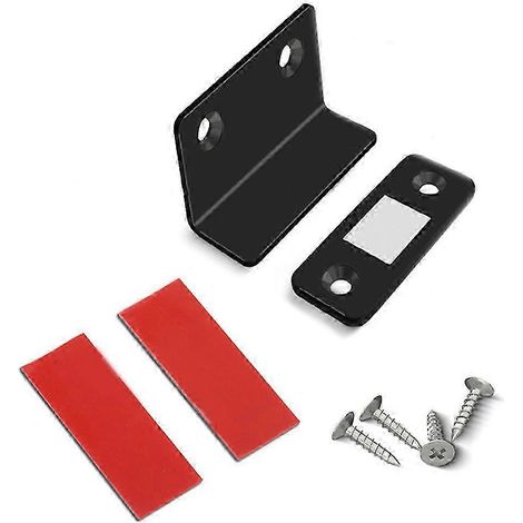 Loquet magnétique en forme de L pour armoire, fermeture facile et sécurisée (noir) (1/5)