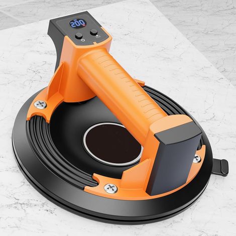 Ventosa a pilas para superficies lisas: fuerza de succión de 200 kg, pantalla LCD, batería de 2500 mAh (hasta 7 horas), ideal para azulejos, vidrio y mármol.