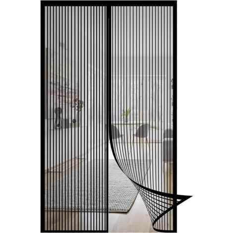 Moustiquaire de porte, 120 x 210 cm, anti-insectes, durable, anti-déchirure, pour cuisine, chambre, salle climatisée, noire (1/4)