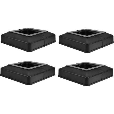 Cache-poteaux carrés en plastique noir avec base fendue et vis dissimu (1/5)