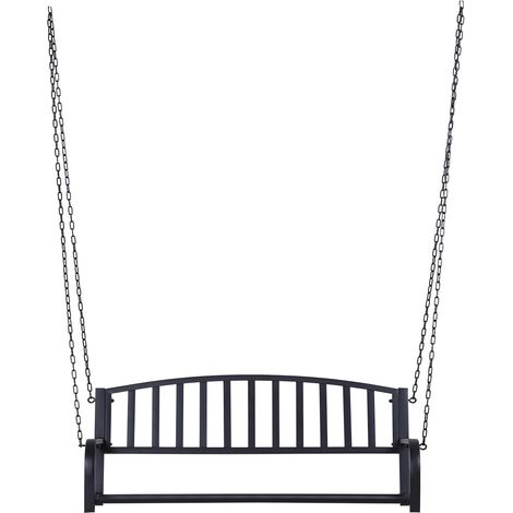 Berceuse Suspendue de Jardin avec 2 Places, Banc Romantique en Métal Noir pour Extérieur, 127 x 60 x 47cm (1/5)