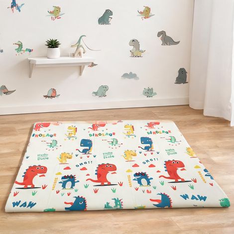 Tapis de jeu pliable bébé double face dinosaures 196 x 176 cm XPE (1/5)