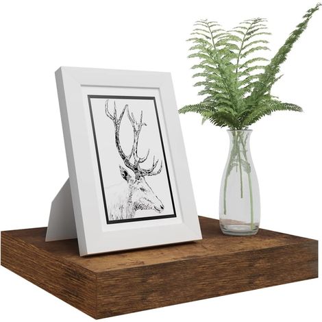 WOLTU 1x Wandregal, Schweberegal MDF Schweberegal, Freischwebendes Regal, für Büro Wohnzimmer Schlafzimmer Küche, 25x22.9x3.8 cm, Vintage Braun (1/5)