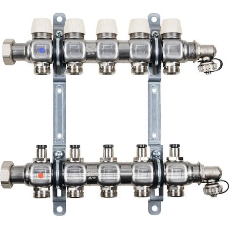 Kermi x-net Verteiler 1'' Standard-8 für 8 Kreise, Baulänge 470 mm, SFV08001000