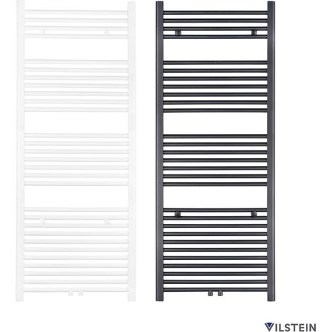 VILSTEIN Badheizkörper Mittelanschluss und Seitenanschluss, Flach, Quer-Rohr, Schwarz, 1500x600 mm (1/5)