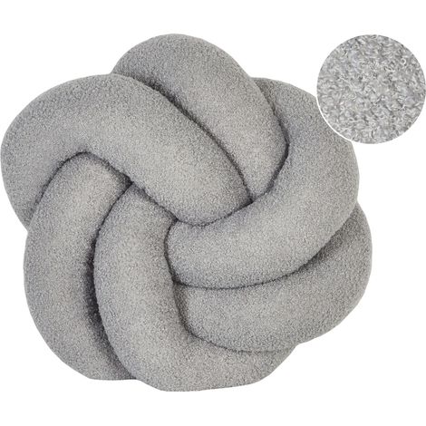 Coussin Nœud Décoratif Moderne Bouclé 45 x 45 cm Gris Angelonia (1/5)
