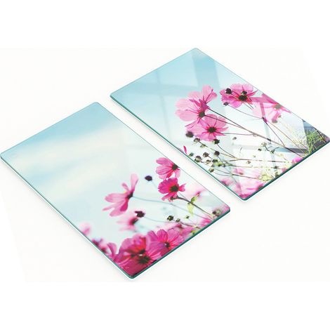 Servierbretter aus Glas mit Blumen- und Himmelsmotiv, 2 x 30 x 52 cm (1/5)