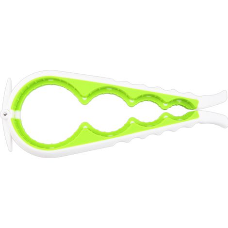 Ouvre-boîte manuel, poignée en silicone multi-tailles, idéal pour la cuisine, les voyages, les activités de plein air et un usage quotidien (blanc/vert)