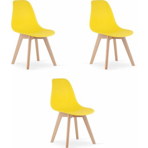 Chaise - Leobert - Kito - Jaune/Pieds Naturels - 46 X 54,5 X 80 Cm - Lot De 3 (1/5)