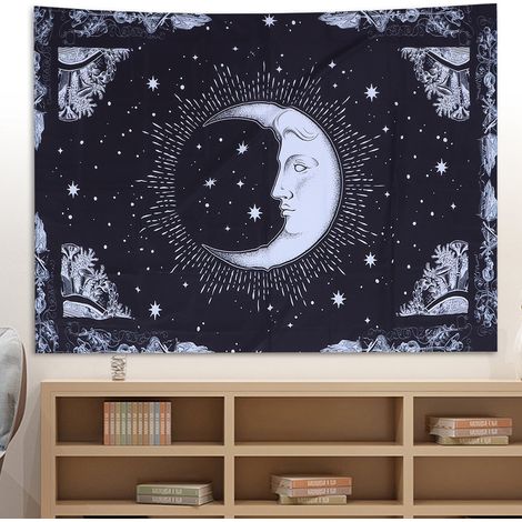 Tapisserie murale à motif lune, décoration de fond pour salon ou chambre (230 x 180 cm) (1/5)