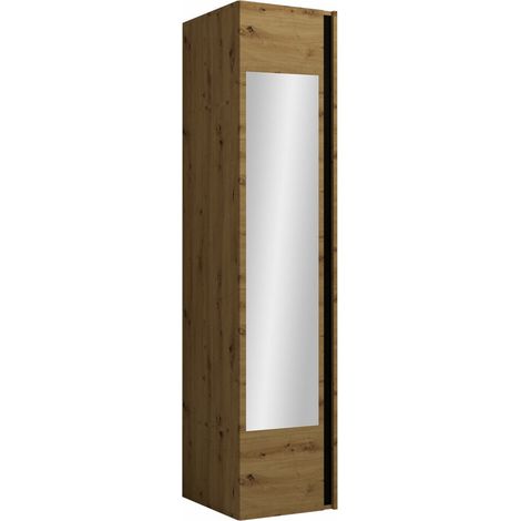 Armoire Hartford 370, Chêne Artisan + Noir, 186x40x44cm, Nombre d'étagères: 2