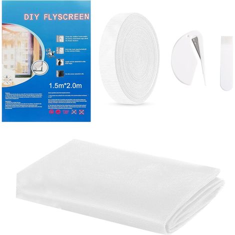 Moustiquaire Fenetre Sans Percage, Filet Anti-Insectes avec Bande Auto-Agrippante, Moustiquaire Adhésive pour Fenêtre, Moustiquaire Recoupable, Anti Mouche Moustiques (Blanc, 150 x 200 cm) (1/5)