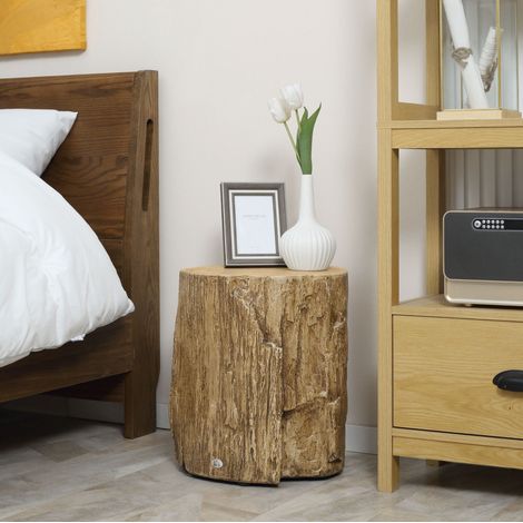 MEUBLIV Mesa auxiliar Ø37x43 cm natural de hormigón efecto tronco, 90 kg (1/5)