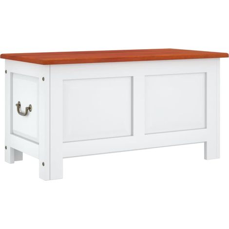 Coffre de rangement et couvercle marron et blanc bois d'acacia CFW946749 (1/5)
