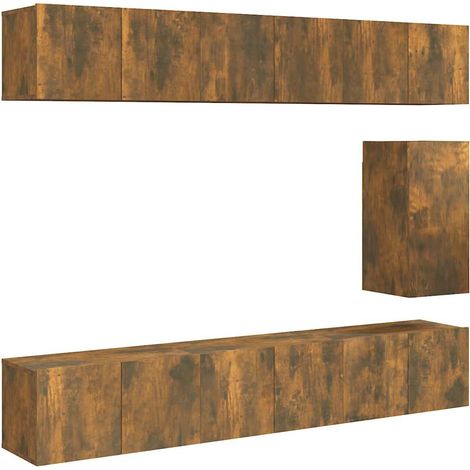 Maison Exclusive - Set di Mobili Porta TV 7 pz Rovere Fumo in Legno Multistrato (1/5)