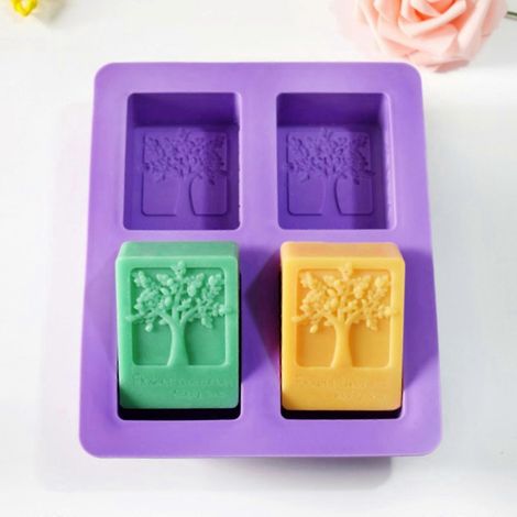 Moule à savon en silicone à 4 cavités, moule à glaçons et à bonbons, outils de décoration de cuisine (1/4)
