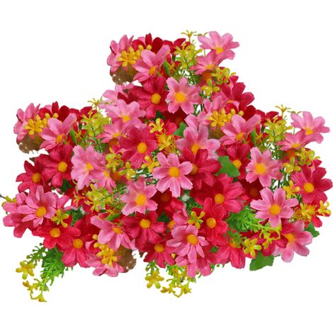 Lot de 6 bouquets de fleurs artificielles d'extérieur résistantes aux UV, fausses fleurs en plastique qui ne se décolorent pas, décoration pour jardin, porche, jardinière, fleurs artificielles d'extér (1/5)