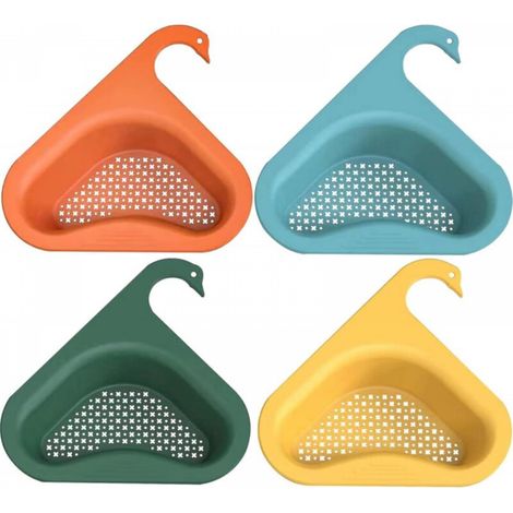 Lot de 4 passoires d'évier en forme de cygne, égouttoir triangulaire pour fruits, légumes, déchets et restes (1/5)