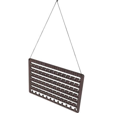 Coffee-colored wooden jewelry display stand, wall-mounted earring organizer with slots for necklaces, bracelets, and keychains, home decor for bedrooms (1/5)