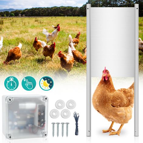 SWANEW Porta automatica per pollaio con timer e sensore di luce, chiusura in alluminio per animali domestici (1/5)