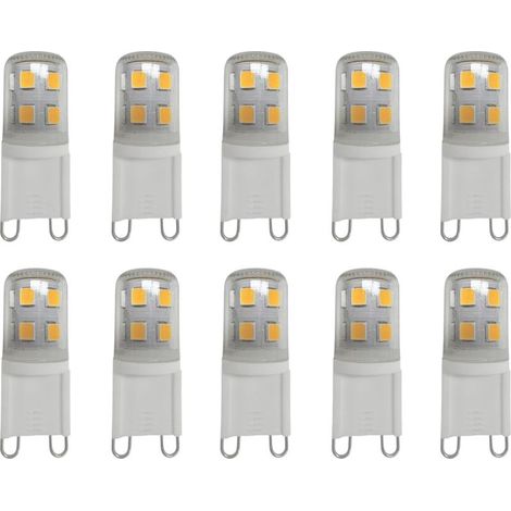 Ampoules LED G9 2W Blanc Chaud 2700K, 200LM, Équivalent à 20W Halogène, Pour Éclairage Domestique, Non-Flicker, AC 220-240V, Paquet de 10 [Classe énergétique B]