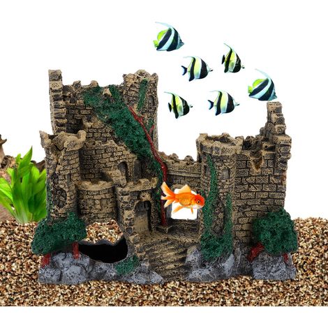 Ornements en résine style château western vintage pour aquarium. (1/5)