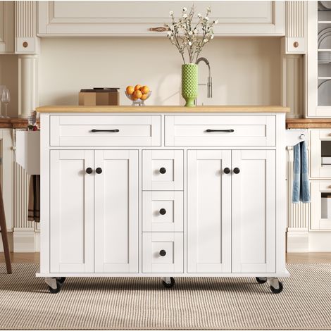 Küchentisch ausziehbar mobil 120 65 cm MDF Weiß OKMYHOME (1/5)
