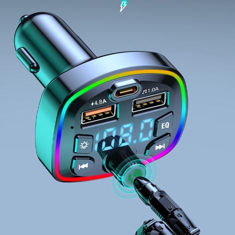 Bluetooth 5.0 Auto-MP3-Player, FM-Transmitter, Radioempfänger, Dual-USB- und PD-Ladeadapter, Freisprechfunktion, TF-Karten-/USB-Stick-Unterstützung, Spannungsanzeige (1/5)