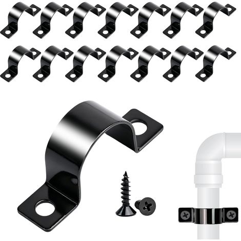Confezione da 30 fascette stringicavo - Fascette stringicavo in metallo - 25 mm - Accessori di fissaggio per recinzioni a doppia asta - Fascette stringicavo a U a due fori - Fascette stringicavo in me (1/5)