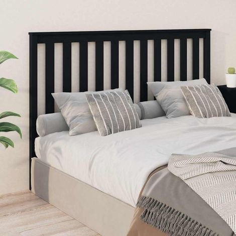 vidaXL Cabecero de cama madera maciza de pino negro 166x4x100 cm (1/5)