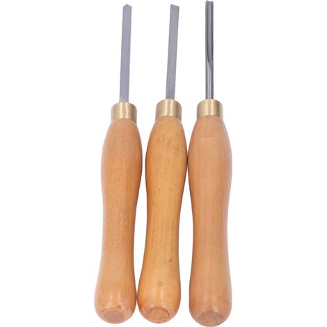 Set mit 3 Drechselwerkzeugen, Meißel mit Buchenholzgriff, Stahleinsatz für Holzbearbeitung und Heimwerkerprojekte (1/5)