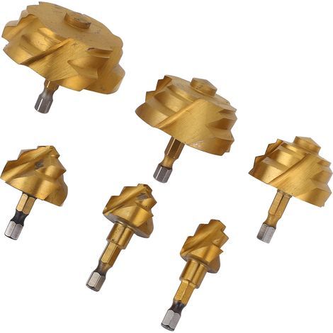 6-Piece TPR Step Drill Bit Set, 20 25 32 40 50 63mm, 1/4 Inch Hex Shank, Spiral Water Pipe Expansion (1/5)