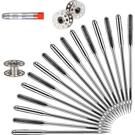 Lot de 10 Aiguilles Universelles pour Machine à Coudre Domestique HAX1 100/16, Livré avec 3 Canettes de Rechange
