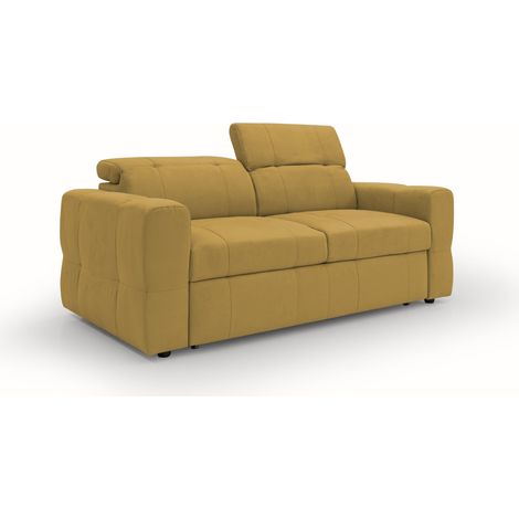Kronos Divano con estraibile e poggiatesta reclinabili in morbida microfibra impermeabile T11 193 cm giallo