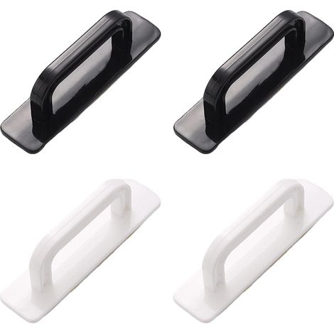 Lot de 4 poignées de porte autocollantes en plastique pour portes coulissantes et d'armoire, installation sans perçage, poignées de placard durables pour armoires, salles de bains, balcons (1/5)