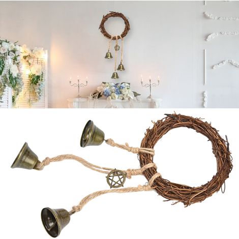 Windspiel aus Weide, Ring aus Weidenseil, Glocke, geflochtener Weidenblumenkranz, Hochzeits- oder Wohndekoration, runder Stil A (1/5)