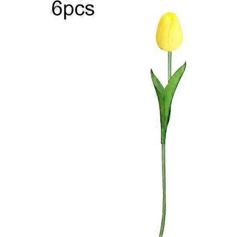 Bouquet de 6 tulipes artificielles réalistes pour décorer votre maison, votre jardin ou une fête.jaune (1/5)