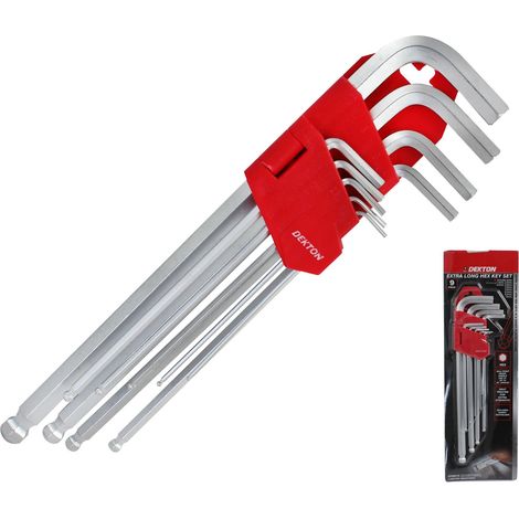 Dekton Extra Long Metric Ball Point Hex Allen Key Set Allan Alan 1.5 - 10mm 9 Pc (1/3)