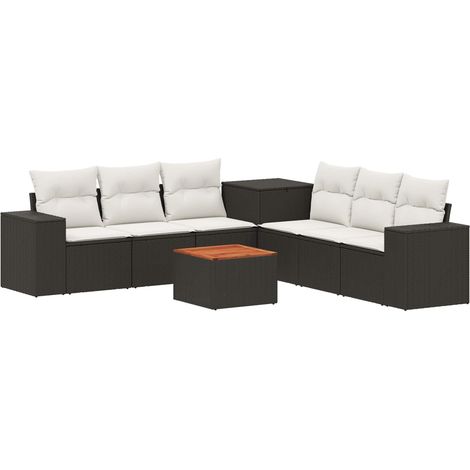 Set di divani 8 pz Nero e Bianco Crema vidaXL (1/5)