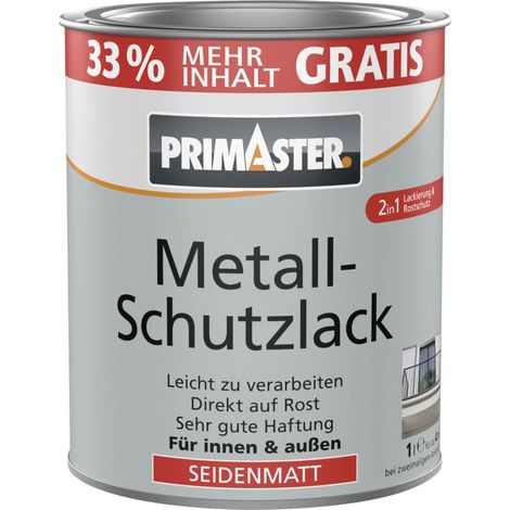 Primaster Metallschutzlack silbergrau glänzend 1 L + 33% gratis