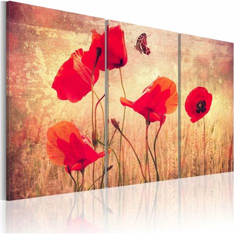 Tableau coquelicots au style vintage - 120 x 80 cm (1/3)