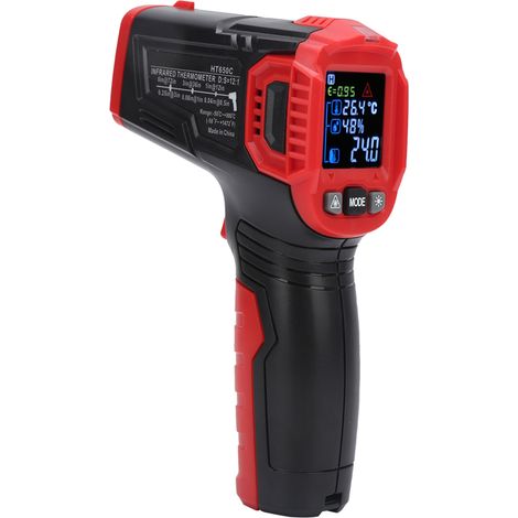 Thermomètre infrarouge industriel HT650C -50°C à 800°C, pistolet de mesure de température haute précision pour eau et huile, sans contact, usage cuisine et pâtisserie, sans piles incluses (1/5)