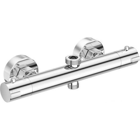 Mitigeur de douche thermostatique anti-brûlure – Double sortie G3/4" + G1/2" – Température stable, chromé (1/4)