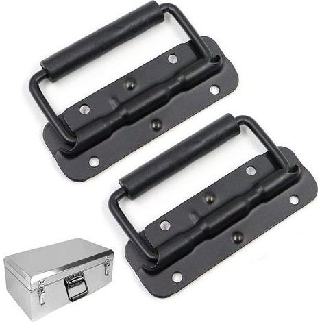 Poignée de Boîee à Ressort, 2 Pièce Poignée Pliante, Poignée de Flight Case, Poignée Pliante Métal, Poignée à Ressort de Boîte à Outils, 120mm(Noir) (1/5)