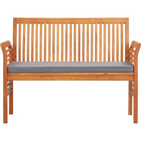 vidaXL Banco de jardín 2 plazas con cojín madera maciza acacia 120 cm (1/2)