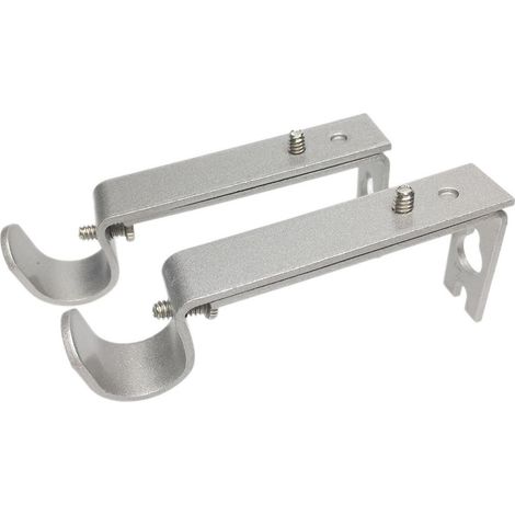 2 pieces de poteau de poteau de rideau en metal reglables muraux support de crochet argent (1/5)